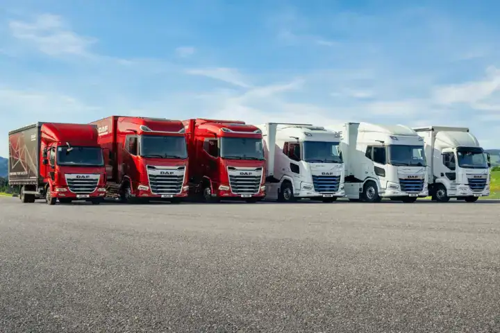 Nieuwe DAF trucks op een rij